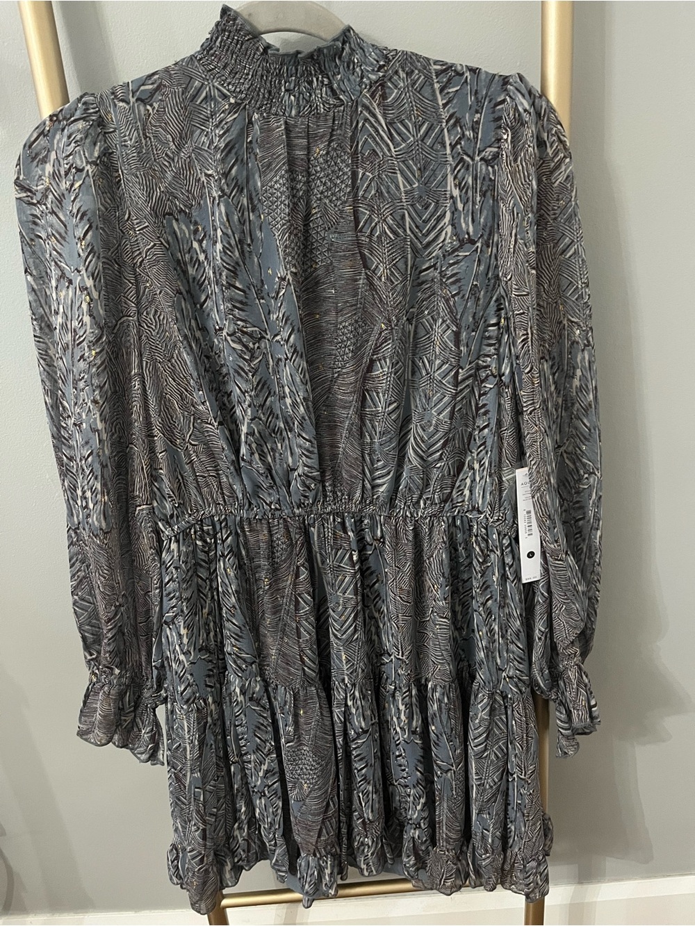 NWT Aqua Blue Multi Printed Smocked Mini Dress | Size Large | Bloomingdale’s